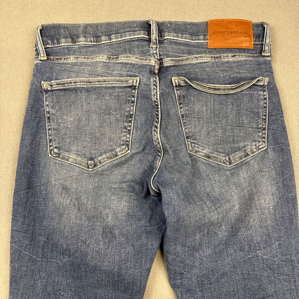 Lucky Brand Ava mid rise Skinny Jeans Women 8/29 distressed raw hem whiskering
